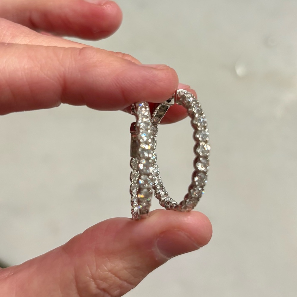 3.39 carat inside out hoops in 14k white gold
